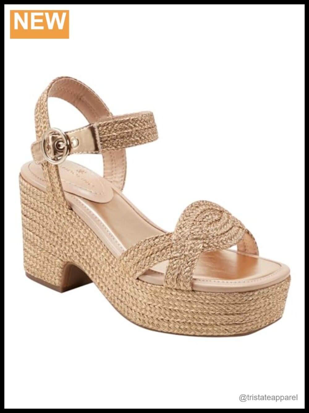 Women's Platform Wedge Sandals Braided Upper Buckle Closure 3.27" Heel